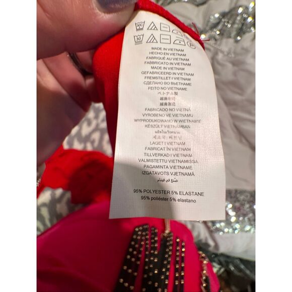 MK michael Kors long sleeve tassel tie front top/shirt/blouse red currant sz XL - Picture 7 of 8